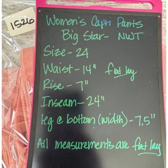 Big Star Womens Pink Capri Pants NWT Size 24 Made In USA Cotton Blend - Picture 11 of 12